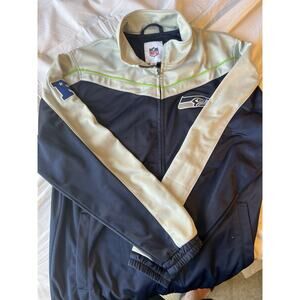 Seattle Seahawks men's Large zip up Team jacket NFL. Blue And Gray NFC Patch